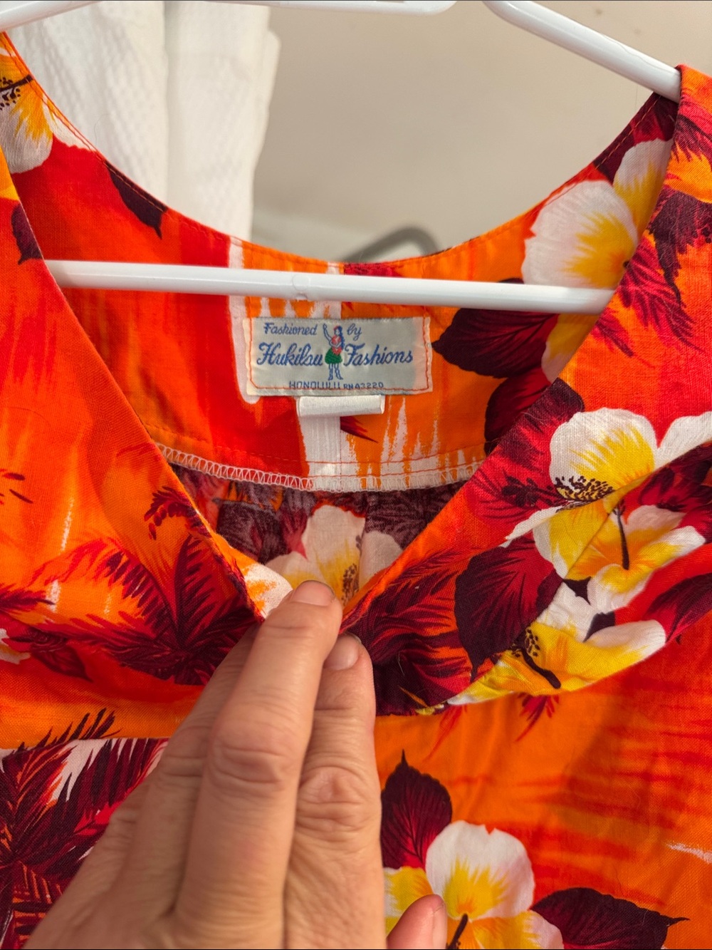 Retro Hawaiian Bright Orange Tropical Floral Maxi Dress size 8 - Picture 3 of 3